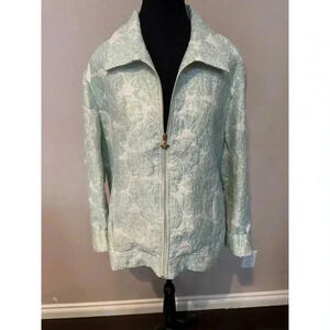 Drapers and Damons Zip up Blazer Green/Cream Size 1X